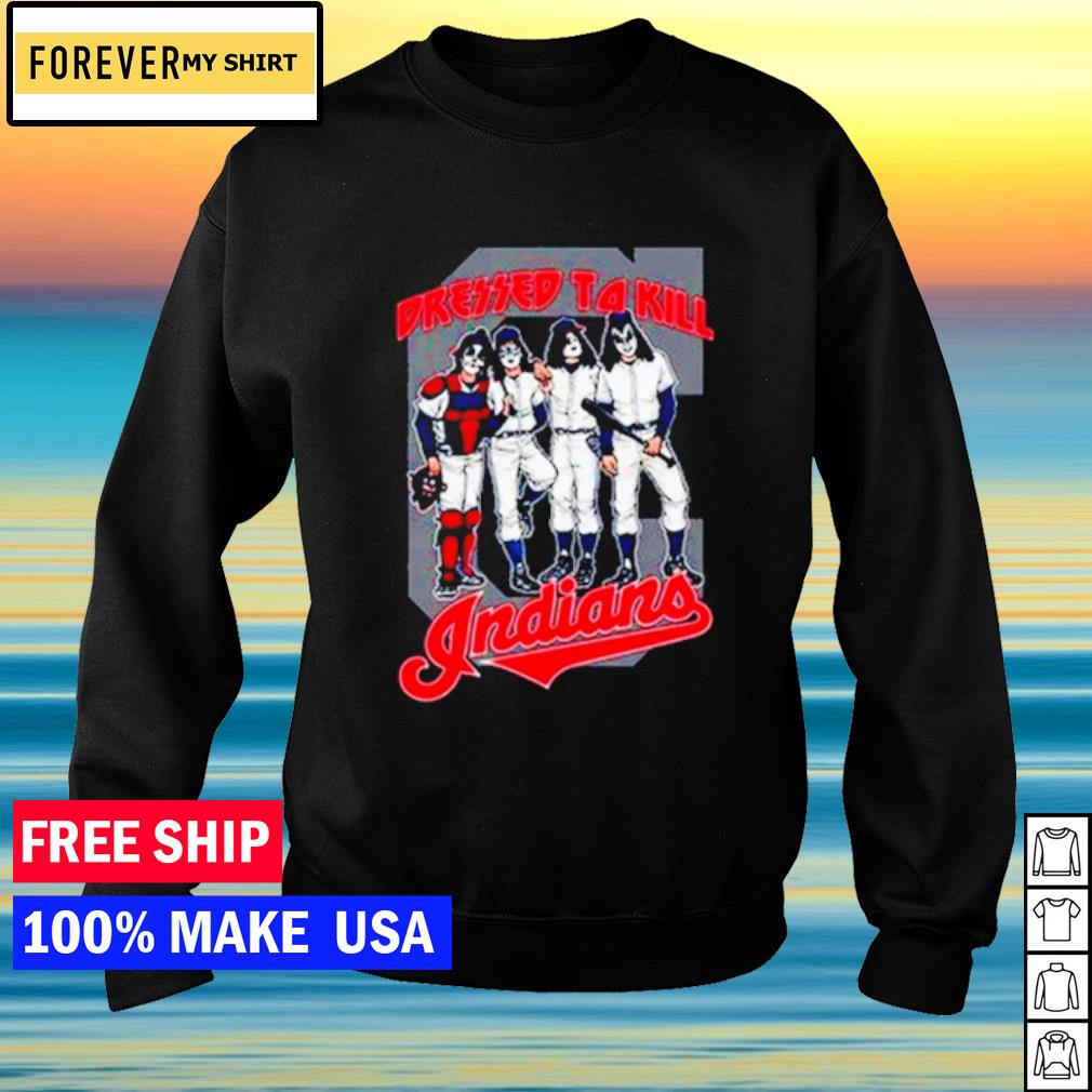 MLB Cleveland Indians KISS Dressed to Kill Navy T-Shirt Tee Liquid