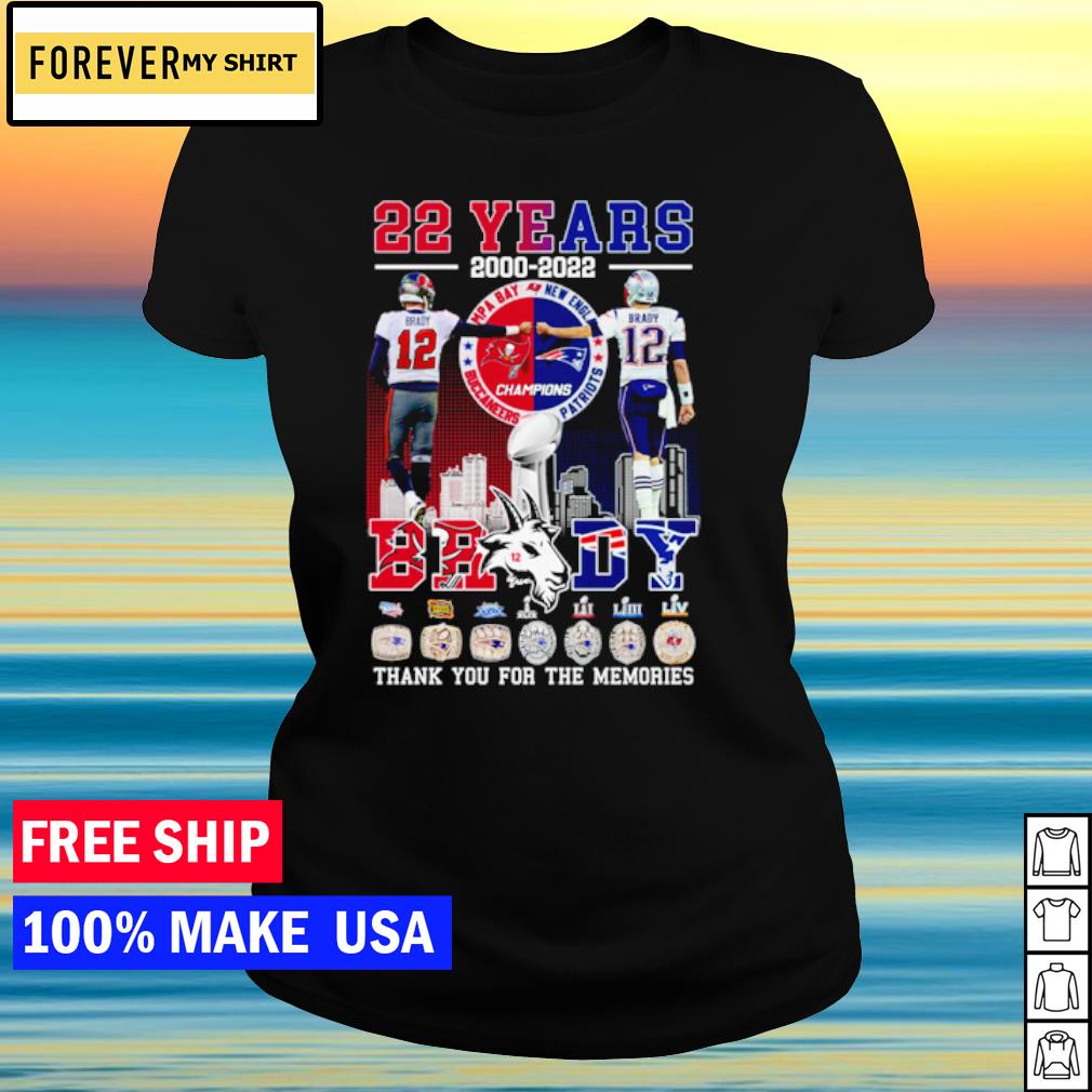 22 years 2000-2022 Tom Brady thank you for the memories T-shirt