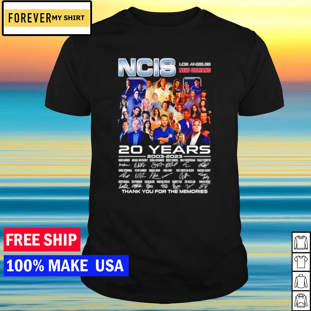Awesome nCIS Los Angeles New Orleans 20 Years 2003 – 2023 signature thank you for the memories shirt